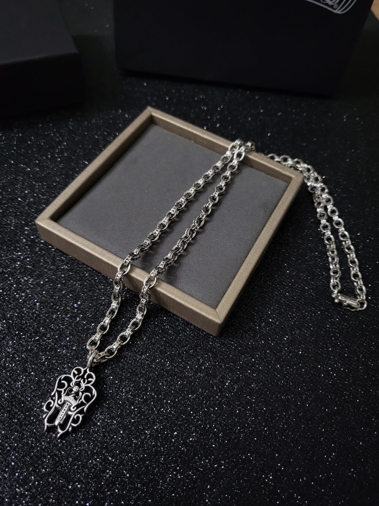 Chrome Hearts Silver Cross Pendant Necklace